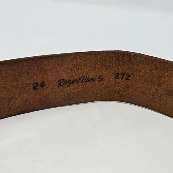 VINTAGE ROGER VAN S BRITISH MILITARY DIEU ET MON DROIT WOMENS BELT 1.6" WIDE 24" - Picture 3 of 7